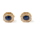 French 18k Yellow Gold + Diamond + Sapphire Cufflinks III // Estate