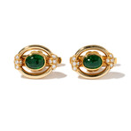 French 18k Yellow Gold + Emerald + Diamond Cufflinks IV // Estate