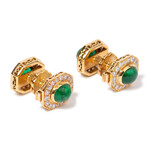 French 18k Yellow Gold + Emerald + Diamond Cufflinks V // Estate