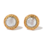 Cazzaniga 18k Tri-Color Gold + Pearl Cufflinks // Estate