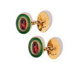 Deacon & Frank 18k Yellow Gold + Garnet Cufflinks // Estate