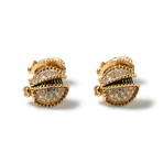 French 18k Yellow Gold + Diamonds Cufflinks // Estate