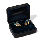 Tiffany & Co. 18k Yellow Gold + Sapphire Cufflinks + Black Tiffany & Co. Box // Estate