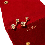 Cartier 18k Tri-Color Gold Cufflinks + Red Cartier Double-Sided Pouch // Estate