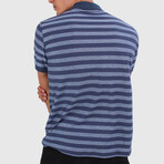 Wide Striped Polo Shirt // Navy Blue (Medium)