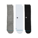 Icon Crew Socks // Pack of 3 // Gray + White + Black (XL)