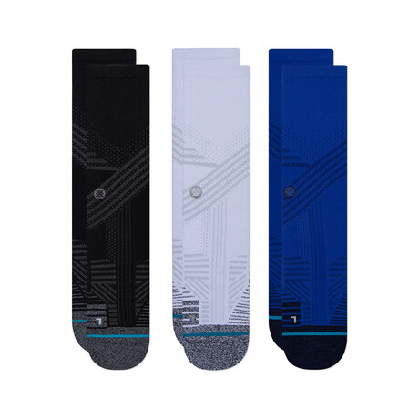 Athletic Crew Socks // Pack of 3 // Black + White + Blue (S)
