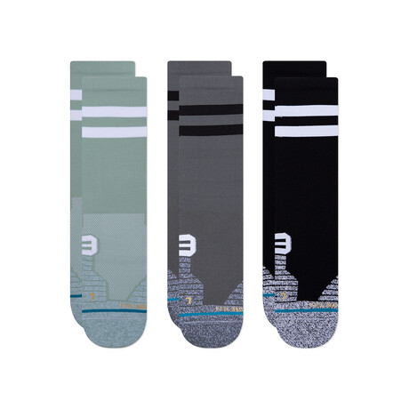Franchise Athletic Crew Socks // Pack of 3 // Green + Gray + Black (S)