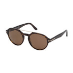 Men's Stan Acetate Round Polarized Sunglasses // Dark Havana + Brown