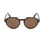 Men's Stan Acetate Round Polarized Sunglasses // Dark Havana + Brown