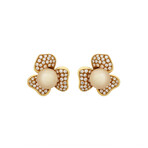 Salavetti // 18k Yellow Gold Diamond + Pearl Flower Earrings // Pre-Owned