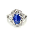 Estate // Platinum No Heat Ceylon Sapphire + Diamond Ring // Ring Size: 6.25 // Pre-Owned