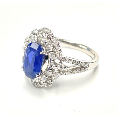 Estate // Platinum No Heat Ceylon Sapphire + Diamond Ring // Ring Size: 6.25 // Pre-Owned