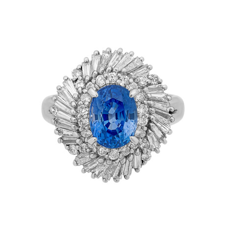Estate // Platinum Diamond + Sapphire Ring // Ring Size: 6.75 // Pre-Owned