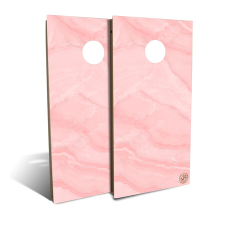 Pink Marble Cornhole Board Set