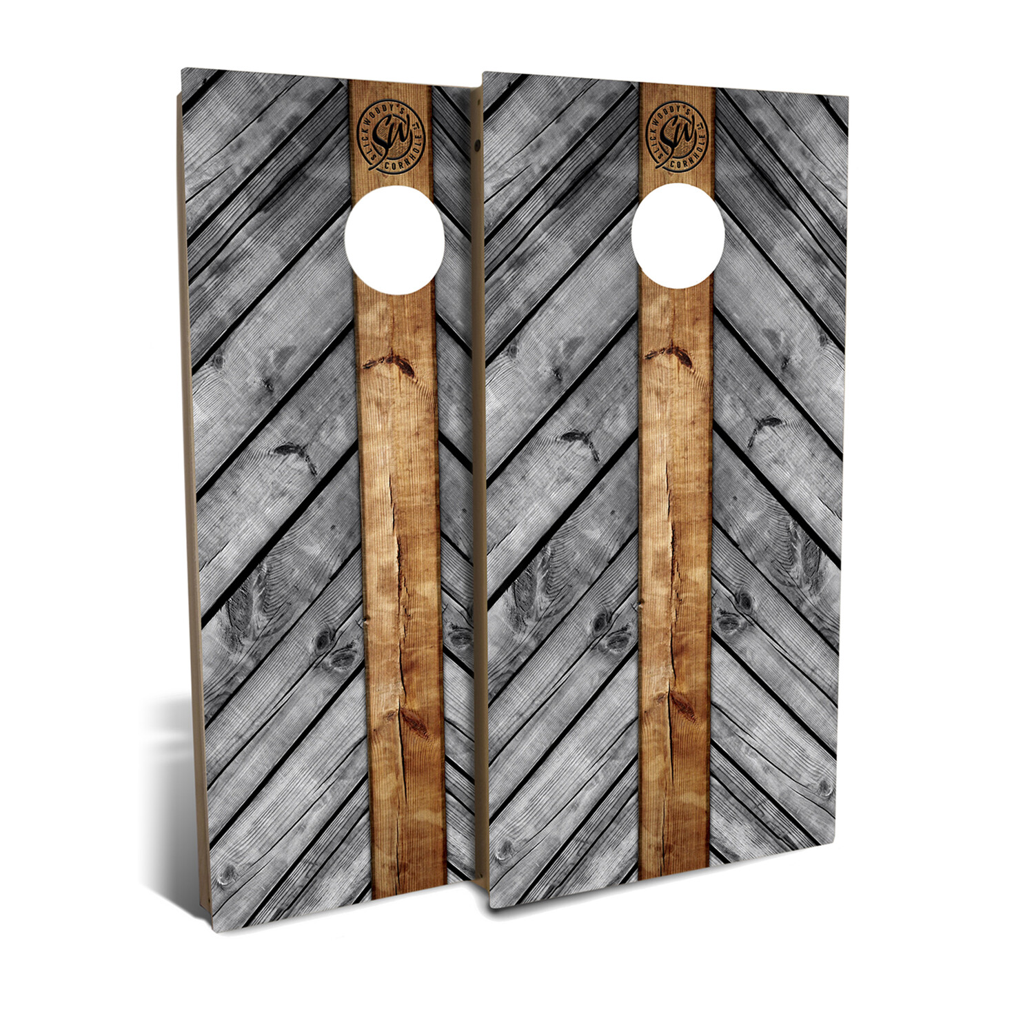 Gray Wood Lines // Cornhole Board Set - Slick Woody's PERMANENT STORE ...