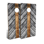 Gray Wood Lines // 4' x 2' Cornhole Board Set