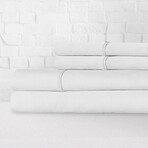 100% Cotton Percale 300TC Sheet Set // White (Twin)