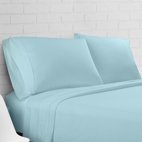 100% Cotton Percale 300TC Percale Pillow Case // Set of 2 // Aqua (Standard / Queen)