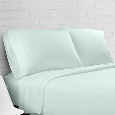 100% Cotton Percale 300TC Percale Pillow Case // Set of 2 // Mint (Standard / Queen)