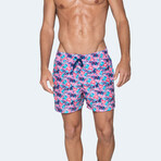 Floral Swim Shorts // Pink (2XL)