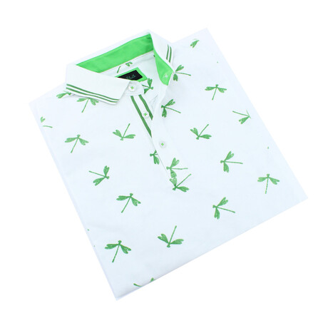 Dragonfly Polo // White + Green (XS)
