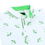 Dragonfly Polo // White + Green (XL)