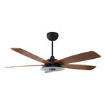 Striker Outdoor Smart Ceiling Fan + LED Light Kit // Black Body + Fine Wood Blades (52")