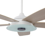 Striker Outdoor Smart Ceiling Fan + LED Light Kit // White Body + Light Wood Blades (52")