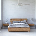 Striker Outdoor Smart Ceiling Fan + LED Light Kit // White Body + Marble Finish Blades (52")