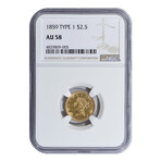 1859 $2.50 Gold Liberty Head // NGC Certified // AU-58