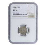 1888 Three Cent Nickel // NGC Certified // AU-58