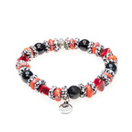 Dell Arte // Krobo Hand Painted Stretchable Glass Beads // Red + Black
