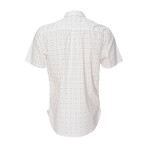 Truman Button Down Shirt // White + Motif Print (L)