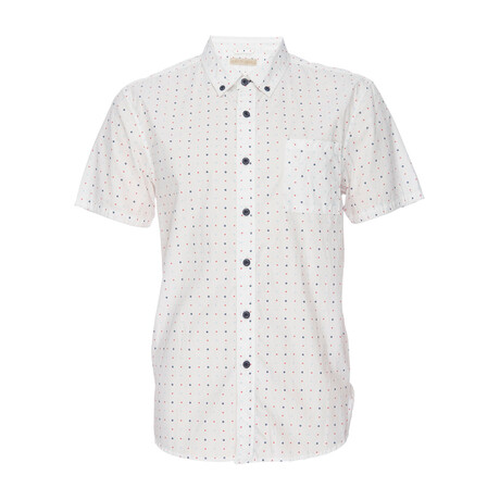 Truman Button Down Shirt // White + Motif Print (XS)