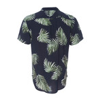Truman Camp Shirt // Navy + Palm Leaf Print (L)