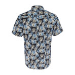 Truman Short Sleeve Button Down Shirt // Black + Tropical Leaf Print (2XL)