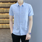 Dunbar Short Sleeve Button Up Shirt // Light Blue (M)