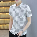 Dumoulin Short Sleeve Button Up Shirt // Gray + White (M)