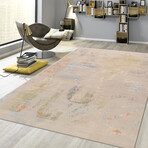 Home Modern Collection // Hand-Knotted Silk + Wool Area Rug // Beige // V3