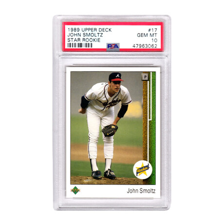 John Smoltz (Atlanta Braves) // 1989 Upper Deck Baseball // #17 RC Rookie Card - PSA 10 GEM MINT