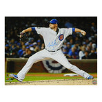 Jon Lester // Signed Chicago Cubs 2016 World Series Action Photo // 16X20