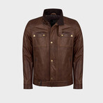 Cameron Classic Biker Jacket // Oiled Brown (L)