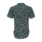 Truman Camp Shirt In Tropical Print // Navy + Green (XS)