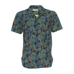 Truman Camp Shirt In Tropical Print // Navy + Green (M)
