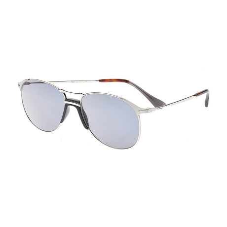 Men's Reto Round Aviator Sunglasses // Black + Silver + Gray Gradient ...