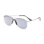 Men's Reto Round Aviator Sunglasses // Black + Silver + Gray Gradient