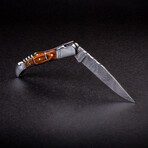 Rhône Rangers Damascus Steel Folding Knife With Wine Corkscrew // Horn
