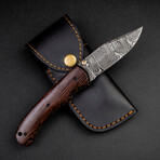 Turing Damascus Steel Folding Knife // Wenge Wood Handle