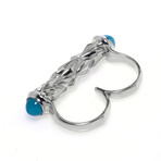 Superstud Sterling Silver + Blue Cat's Eye Double Ring // Store Display (Ring Size: 7)